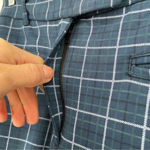 Betabrand Plaid Zip Up Button Closure W Pockets Career Stretch Pant Small Petite - Picture 2 of 8